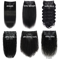 Ekstensi Rambut Clip In Grosir dari Supplier, Full Head 100% Rambut Asli Virgin Hitam Alami, Clip Ins Lembut untuk Wanita
