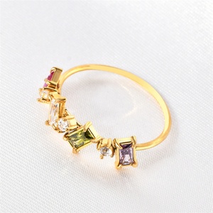 Wholesale <b>Crystal</b> Charm <b>Ring</b> Dainty Gold Plated Stainless Steel Colorful Zircon <b>Rings</b> - Product Image 3
