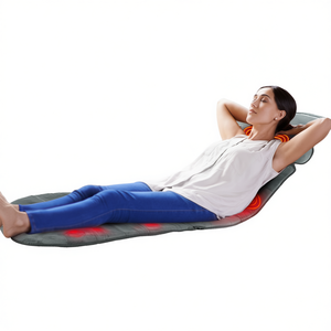 Colchoneta de masaje eléctrico de cuerpo completo con calor y vibración, 10 motores, se conecta a 110V 30W, para relajación y alivio del dolor. - Product Image 1