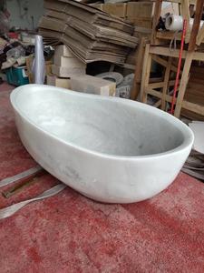 <span class=keywords><strong>Vasca</strong></span> da Bagno Ovale Autoportante in Marmo Bianco - Product Image 6