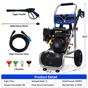 มีสินค้าในสต็อก Efurden 3500PSI 2.3GPM เครื่องยนต์แก๊ส 209CC 7HP, หัวฉีดแบบ Quick Connect 4 หัว, สายยางยาว 25 ฟุต และอื่นๆ - Product Image 4