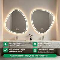 Miroirs de salle de bain intelligents de qualité supérieure, sans cadre, tactiles, étanches, anti-buée, avec éclairage LED, pour salles de bain de condos haut de gamme