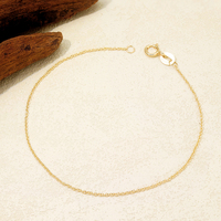 Pulseras de Oro Sólido de 9 Quilates con Cadena de Eslabones de 1 mm, Apilables y Simples, para Mujer, Joyería de 9k, Resistentes al Deslustre, Regalo