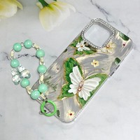 Étui de téléphone portable papillon pour Iphone X Xr Xs Max 11 12 13 14 15 16 17 Pro Max Air, pochettes de téléphone avec chaîne