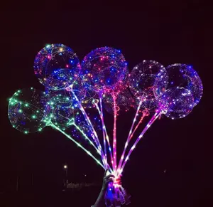 Balões Bobo com bastão iluminados por LED para festas em casa e feriados de aniversário em família