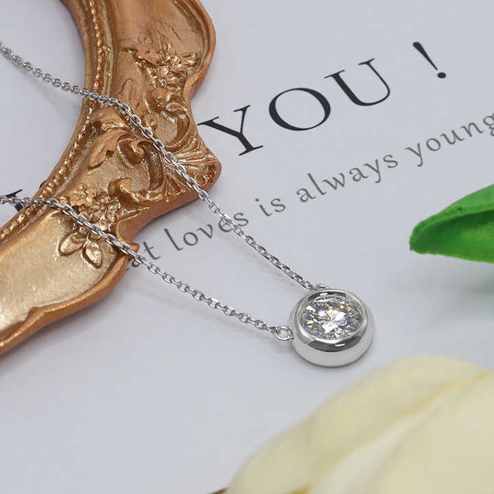 Paston Fine Jewelry Iced 14k Round Cut Bezel Moissanite Vvs