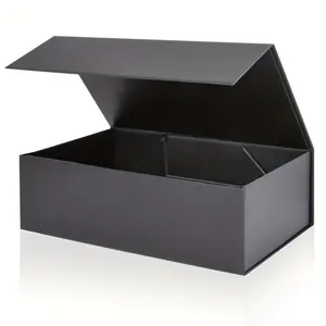 Caja de regalo plegable de embalaje de tablero gris de laminación mate estampado en caliente de lujo personalizado