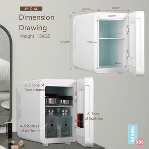 ตู้เย็นขนาดเล็กในรถยนต์ตู้เก็บของขนาดเล็กเครื่องสําอางตู้เย็น 4 ลิตรประตูกระจก 12v 110v Ac Dc - Product Image 3