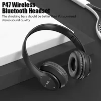 Casque sans fil BT P47 avec micro, suppression du bruit, son stéréo, écouteurs sportifs, casque de jeu compatible PC