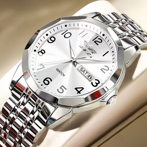 Fashionable dual-calendar quartz watch - New digital <b>face</b> waterproof men's watch - Product Image 4