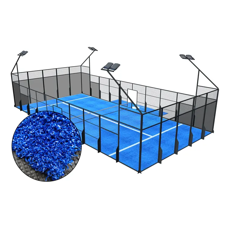 Campo sportivo attrezzatura da tennis in erba sintetica tappeto panoramico padel prato artificiale