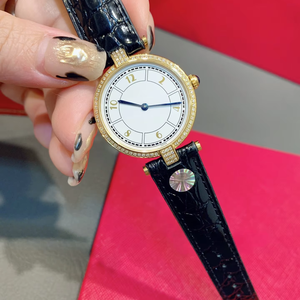 Montre de luxe pour femme avec boîtier en or, lunette entièrement sertie de diamants, cadran crème, chiffres romains, bracelet en cuir de crocodile noir, fabrication suisse - Product Image 5