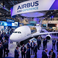 Maquette statique professionnelle de simulateur d'avion A380 haute fidélité grandeur nature pour salon professionnel