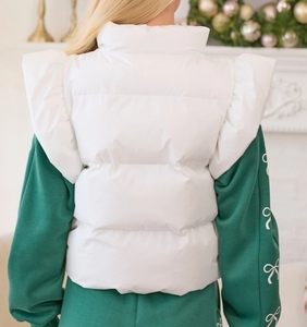 Nuovo piumino <span class=keywords><strong>con</strong></span> <span class=keywords><strong>volant</strong></span> 2025 tinta unita <span class=keywords><strong>con</strong></span> dettagli papillon da donna - Product Image 4