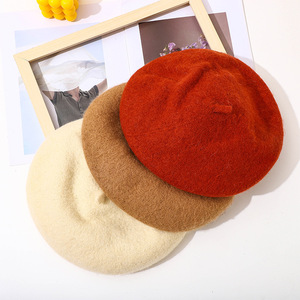 Chapeau béret en laine à la mode pour l'hiver Chapeaux à la française Casquettes béret pour femmes Filles Cadeau promotionnel pour dames - Product Image 2