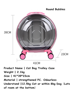 Özelleştirilebilir Pet hava kutusu arabası sırt çantası taşınabilir açık kedi taşıyıcılar için Pet seyahat Pet taşıyıcılar şeffaf kılıf ile tekerlek - Product Image 3