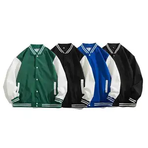 High Quality Blank Men Winter Fleece Baseball Jacket Custom Logo Varsity Letterman Jacket