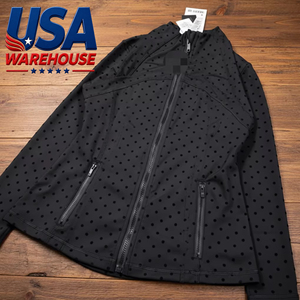 Ensemble de veste de yoga à pois avec fermeture éclair dorée USA Oversea, respirant, coupe ajustée, haut de yoga d'extérieur, mode décontractée pour le fitness, l'entraînement et le quotidien - Product Image 1