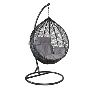 Muebles de Jardín de Ratán, Silla Colgante Redonda Tipo Huevo, Silla de Ratán con Forma de Cesta - Product Image 1