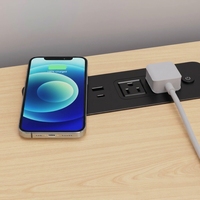 Prise intelligente encastrée universelle avec chargeur sans fil, ports USB-A PD et prises CA, en ABS, modèle LK-061, design barre pour bureau