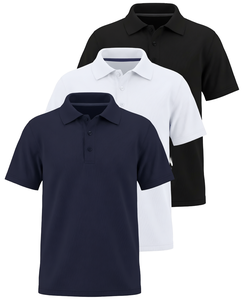 Camisa Polo Oxford de Algodón para Niños, Uniforme Escolar, Primaria, Negro, Blanco, Azul Marino - Product Image 1