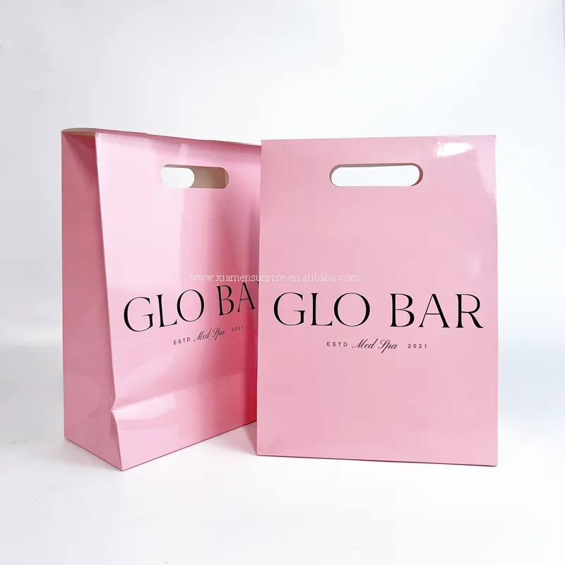 luxury oem customized logo printed die cut gift bag for shopping with mini paper bag making machine