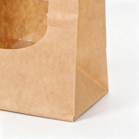 Sacs à pain en papier kraft brun avec fenêtre transparente, sacs d'emballage pour boulangerie, pour sandwichs, toasts, gâteaux, biscuits