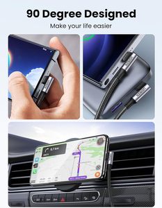 Câble USB Type C vers Type C <span class=keywords><strong>UGREEN</strong></span> 90 degrés PD 100W, chargeur rapide à angle droit, câbles de données pour <span class=keywords><strong>Apple</strong></span> Macbook Samsung Huawei - Product Image 3