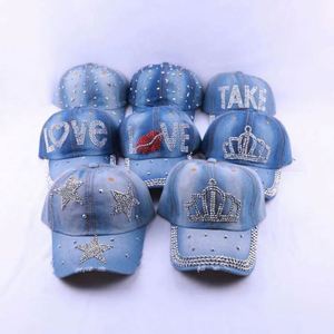 Casquettes de baseball en jean personnalisées, nouvelle mode, bling-bling, avec strass, vente en gros - Product Image 1