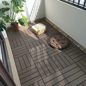 Tuiles <span class=keywords><strong>de</strong></span> terrasse en bois composite à emboîtement 12-12 pouces, tuiles WPC à faire soi-même, imperméables, pour sols extérieurs, patio, jardin, terrasse - Product Image 1