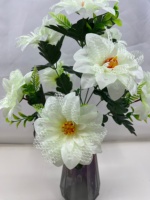 9 Tangkai Bunga Dahlia Sutra Buatan dengan Tepi Renda untuk Dekorasi Vas Rumah, Pernikahan, dan Makam