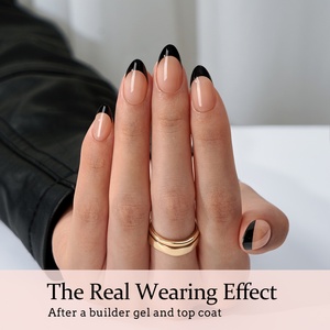 XCOATTIPS เล็บปลอมแบบกดติดทรงอัลมอนด์สั้น รุ่น X Coat Tip  ขายส่ง วัสดุทำเล็บสีดำแบบฝรั่งเศส เจลนิ่ม หนาขึ้น  เล็บปลอมแบบกดติด - Product Image 3