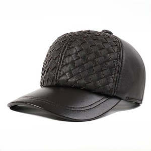 Gorra de Béisbol J204 para Hombre, Cuero Genuino, Negro Marrón, Tejida, Otoño Invierno, Gorra de Papá - Product Image 2