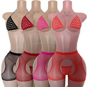 Pakaian Tari Eksotis Grosir Desainer Pakaian Penari Striptis Lingerie Seksi Set Bikini Jaring - Product Image 1