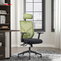 Chaise de bureau pivotante ergonomique moderne haut de gamme réglable en maille verte, robuste, pour le gaming et le télétravail