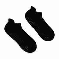 DESIGN & MOCKUP GRATUIT Chaussette de yoga antidérapante avec prise en main personnalisée Chaussette de pilates de couleur noire et blanche avec logo personnalisé
