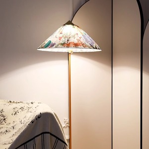 Lámpara de pie danesa de estilo francés, lámpara decorativa de tela cónica 9602 para sala de estar, dormitorio, fuente de luz LED con interruptor - Product Image 3