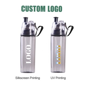 BPA Free Custom Logo 600ml Plastic <strong>Mist</strong> <strong>Spray</strong> Gym Sport <strong>Water</strong> <strong>Bottles</strong> with Portable Handle Rope &amp; Leak Proof Lids for Promotion - Product Image 2