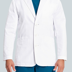 Bata de laboratorio de seda clásica moderna con solapas con muescas Tela tejida Doctor Scrub Sets Consulta OEM para hospitales Impreso personalizado - Product Image 6
