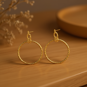 Orecchini a Cerchio in Acciaio Inossidabile Placcato Oro Ininglici, Gioielli Minimalisti Pendenti per Uso Quotidiano Unisex - Product Image 2