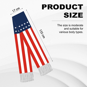 Bufanda con la Bandera Estadounidense de 17x135cm, Bufanda Personalizada para Aficionados al Fútbol, Estola de Graduación Personalizada con Borlas Blancas - Product Image 3