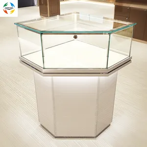 China Wholesale High Quality Glass Showcase Vitrine White Color Smoke Shop Display Cabinets Corner Kiosk With Storage