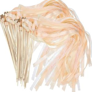 Varinhas de Fita de Madeira Modernas para Casamento com Sinos para Despedida, Varinhas de Fita Mágica Branca para Festas - Product Image 3