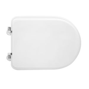Asiento de inodoro blanco de 50.5 cm de longitud con bisagras de lazo para inodoro estándar - Product Image 1
