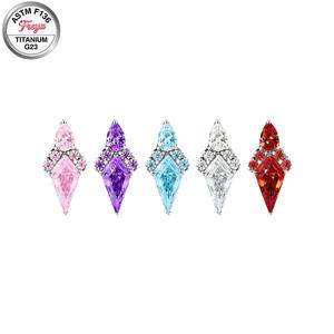 Pendientes de Moda con Zirconia, Titanio ASTM-F136, Diseño de Joyería, <span class=keywords><strong>Piercing</strong></span> para Labio, <span class=keywords><strong>Nariz</strong></span>, Tragus y Daith - Product Image 2