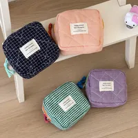 Matelassé Plaid fille sacs à cosmétiques rétro dames pochette porte-crayon porte-monnaie Portable voyage femme toilette sac de rangement sac à main