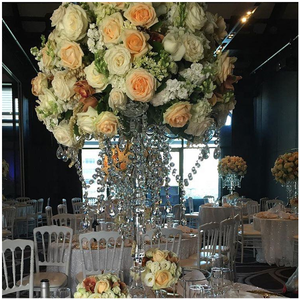 Candelabro transparente de cristal alto de lujo de 8 brazos, candelabro para centros de mesa de boda, candelabro para decoraciones de eventos y fiestas - Product Image 5