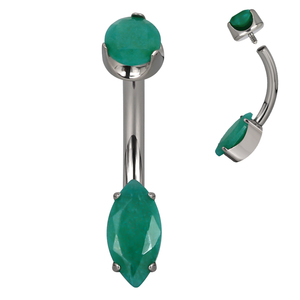 GZN Wholesale Titanium 4 Prong Set Marquise Natural Stone Earring <strong>Belly</strong> <strong>Button</strong> Navel <strong>Ring</strong> - Product Image 6