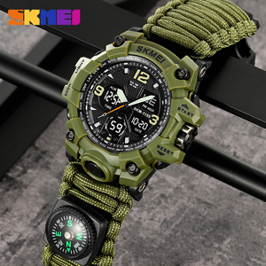 Montre homme SKMEI Outdoor Climbing <span class=keywords><strong>1155B</strong></span>, bracelet en corde, mouvement analogique-numérique, chronomètre, alarme, résistance à l'eau 5 BAR - Product Image 4