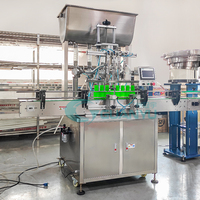 Machine automatique de remplissage, de bouchage et d'étiquetage de liquides, savon, détergent, shampoing, acier inoxydable, haute efficacité, pneumatique, 4 têtes servo